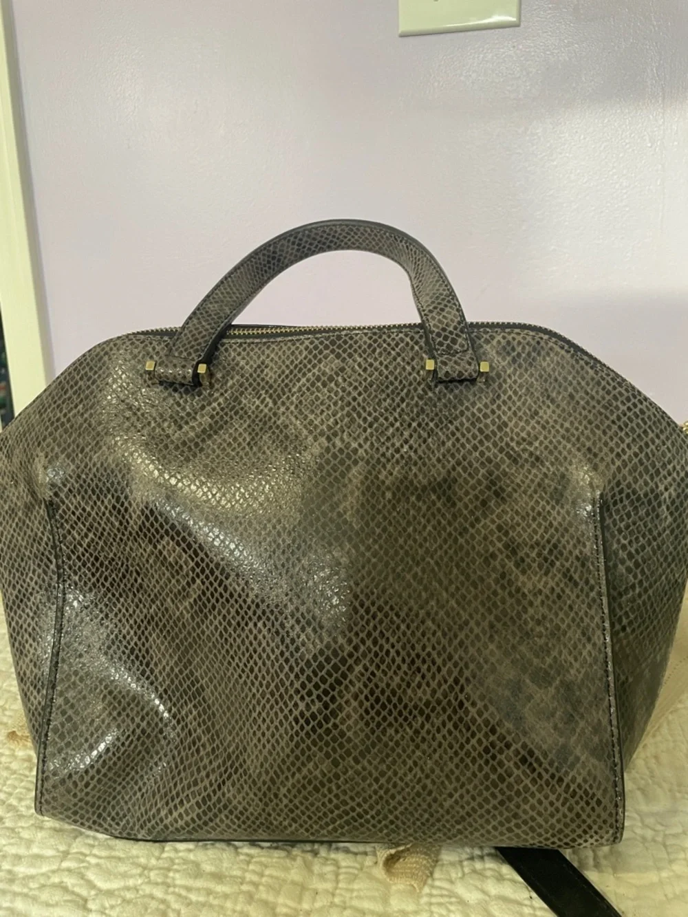 Designer Kate spade New York parliament square exotic satchel bag
